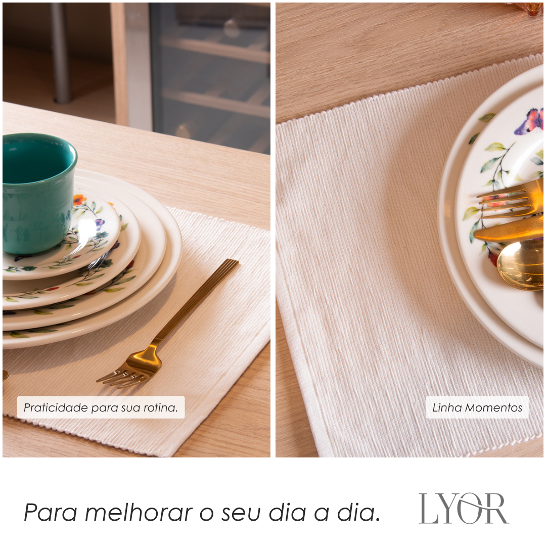 Lugar Americano Momentos 45cm x 30cm Off White Algodão - Lyor