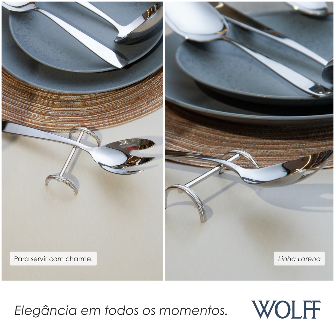 Conjunto 6 Dencansos para Talheres Lorena 8cm x 4cm x 2cm Prateado Zamac - Wolff