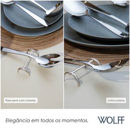 Conjunto 6 Dencansos para Talheres Lorena 8cm x 4cm x 2cm Prateado Zamac - Wolff