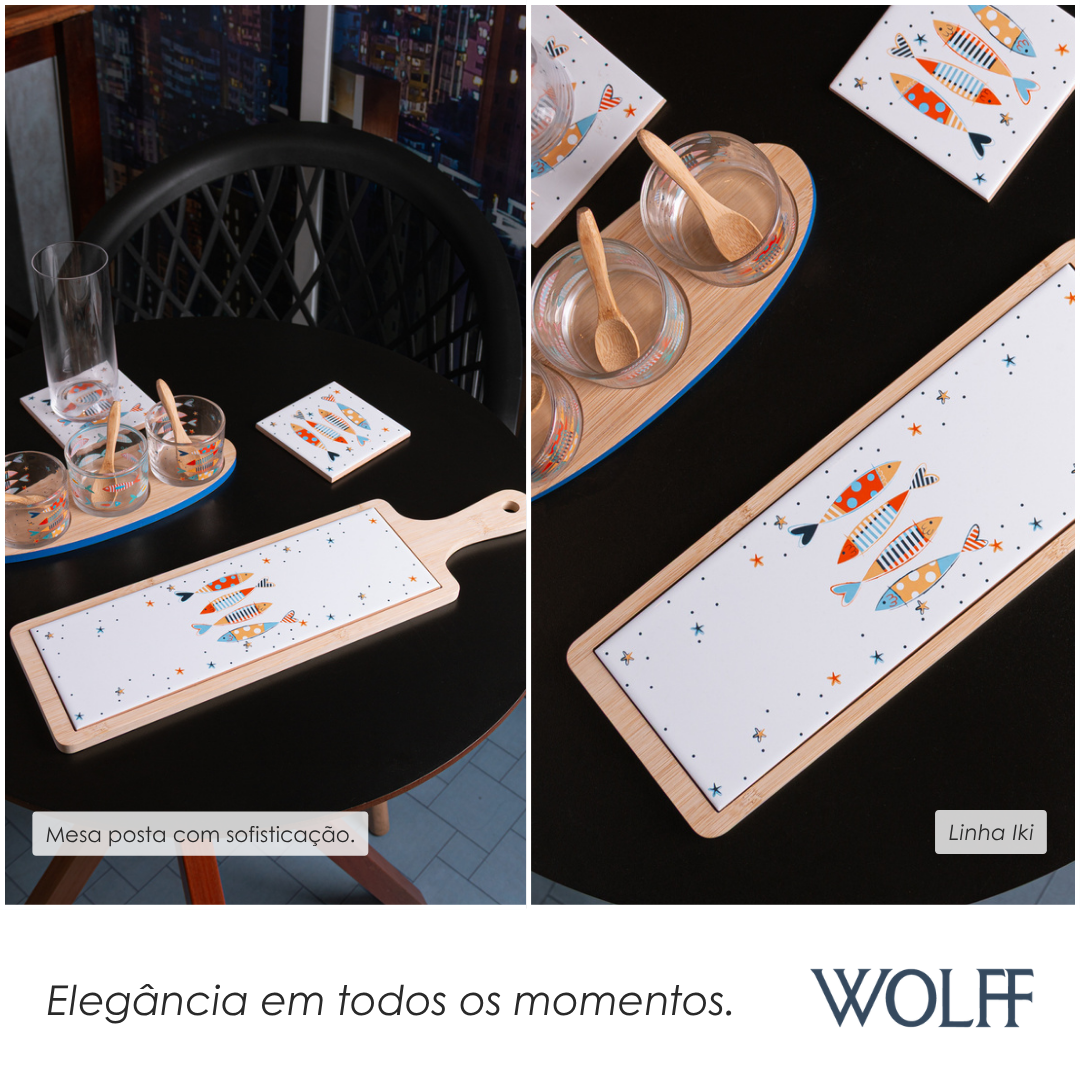 Conjunto 2 Peças Tábua com Bandeja de Bambu Iki 44cm x 12cm x 1cm - Wolff