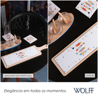 Conjunto 2 Peças Tábua com Bandeja de Bambu Iki 44cm x 12cm x 1cm - Wolff