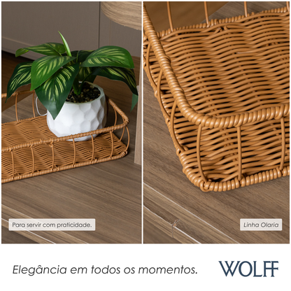 Bandeja Retangular Olaria 30cm x 20cm x 7cm Natural Plástico - Wolff
