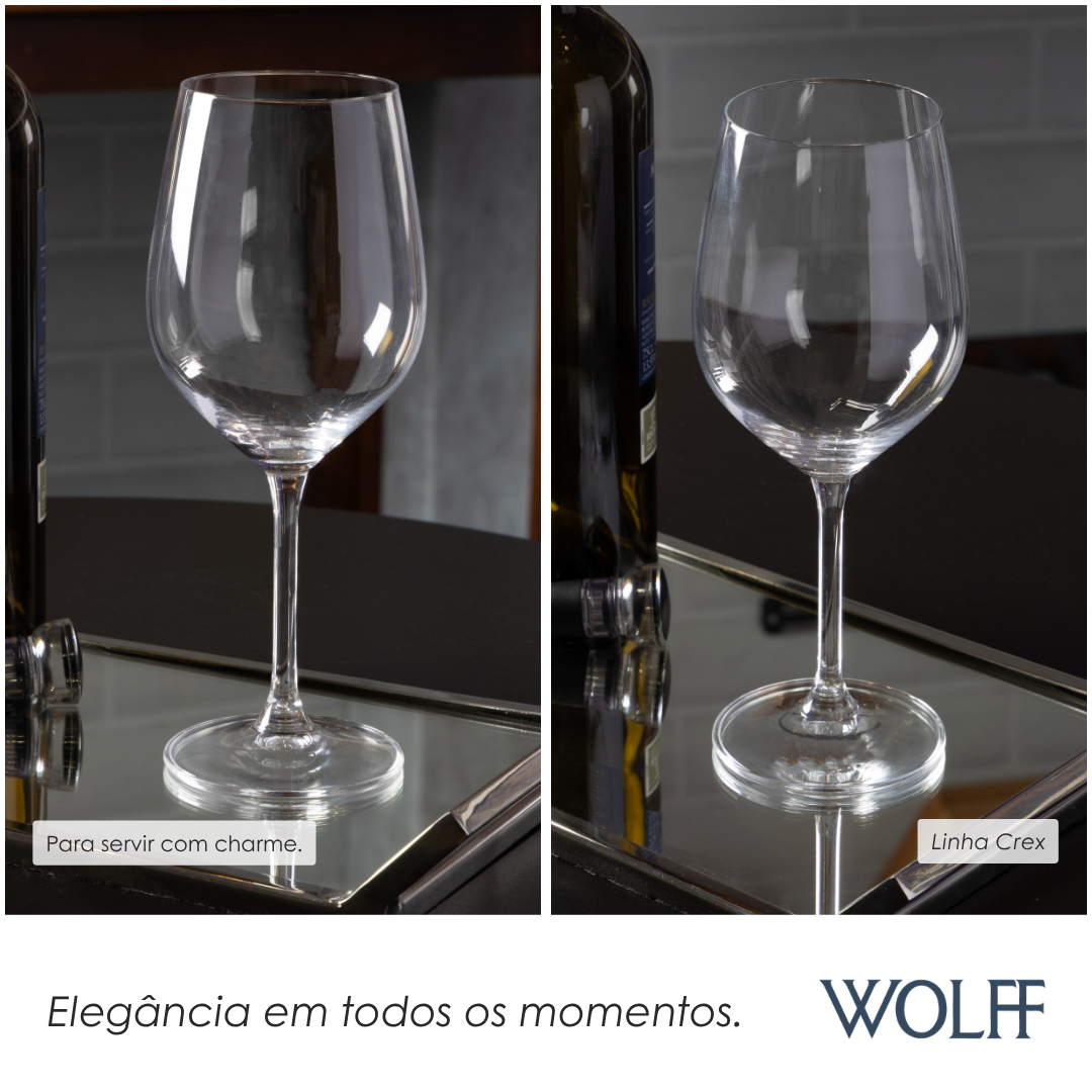 Jogo 6 Taças de Vinho Crex 480ml Cristal Ecológico Bohemia - Wolff