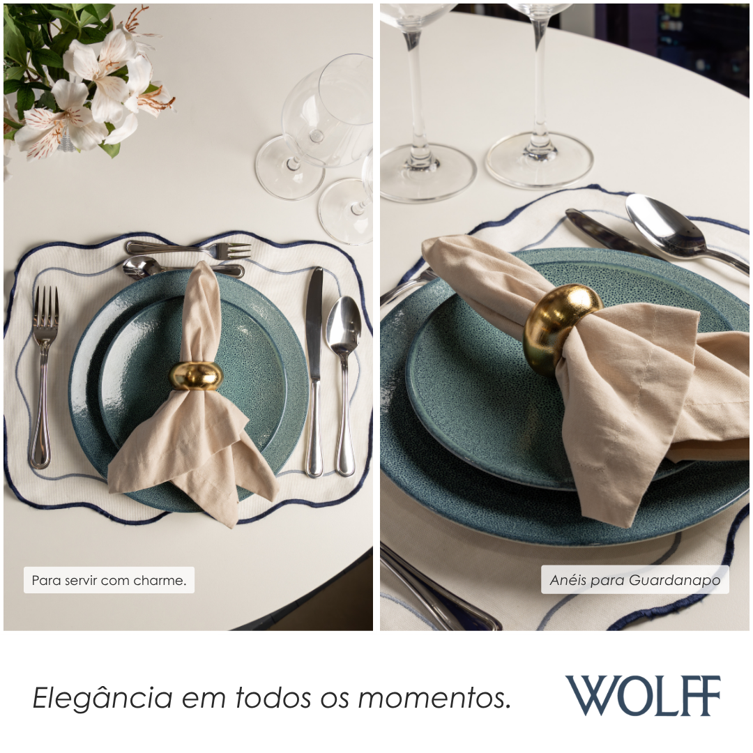 Conjunto 4 Anéis para Guardanapos 5,5cm x 5,5cm x 3cm Dourado Plástico – Wolff