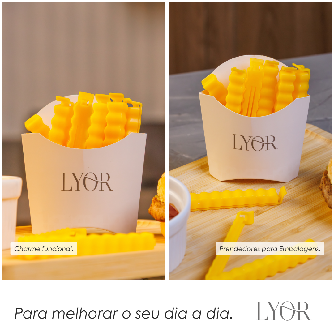 Conjunto 6 Prendedores para Embalagens Suporte Imã French Fries Bege Plástico - Lyor