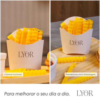 Conjunto 6 Prendedores para Embalagens Suporte Imã French Fries Bege Plástico - Lyor