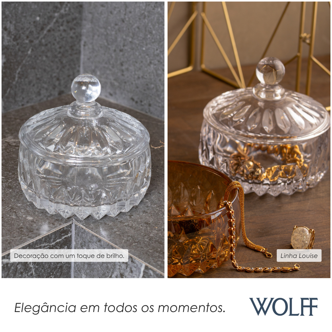 Potiche Decorativo de Cristal Louise 11cm x 11cm - Wolff
