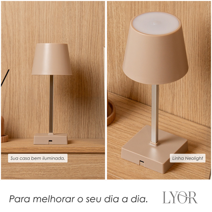 Luminária de Mesa Recarregável Led Usb Touch Neolight 10,5cm x 26cm Bege Plástico - Lyor