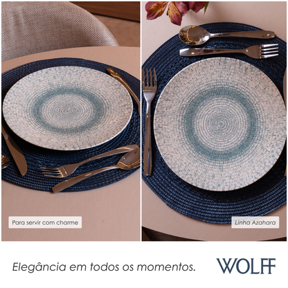 Prato Raso Azahara 25cm Azul Porcelana - Wolff
