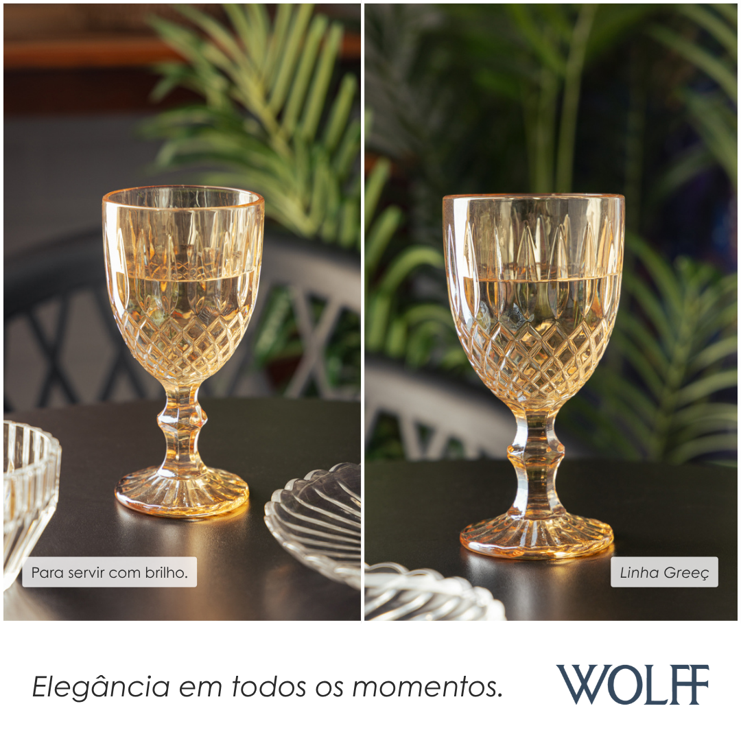 Taça Água Greek 320ml Âmbar Metalizado Vidro – Wolff