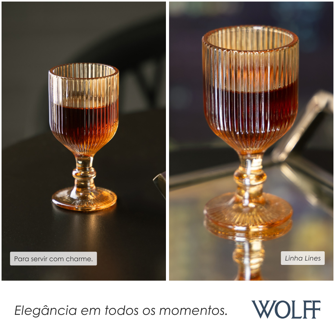 Taça de Licor Lines 75ml Âmbar Metalizado Vidro - Wolff