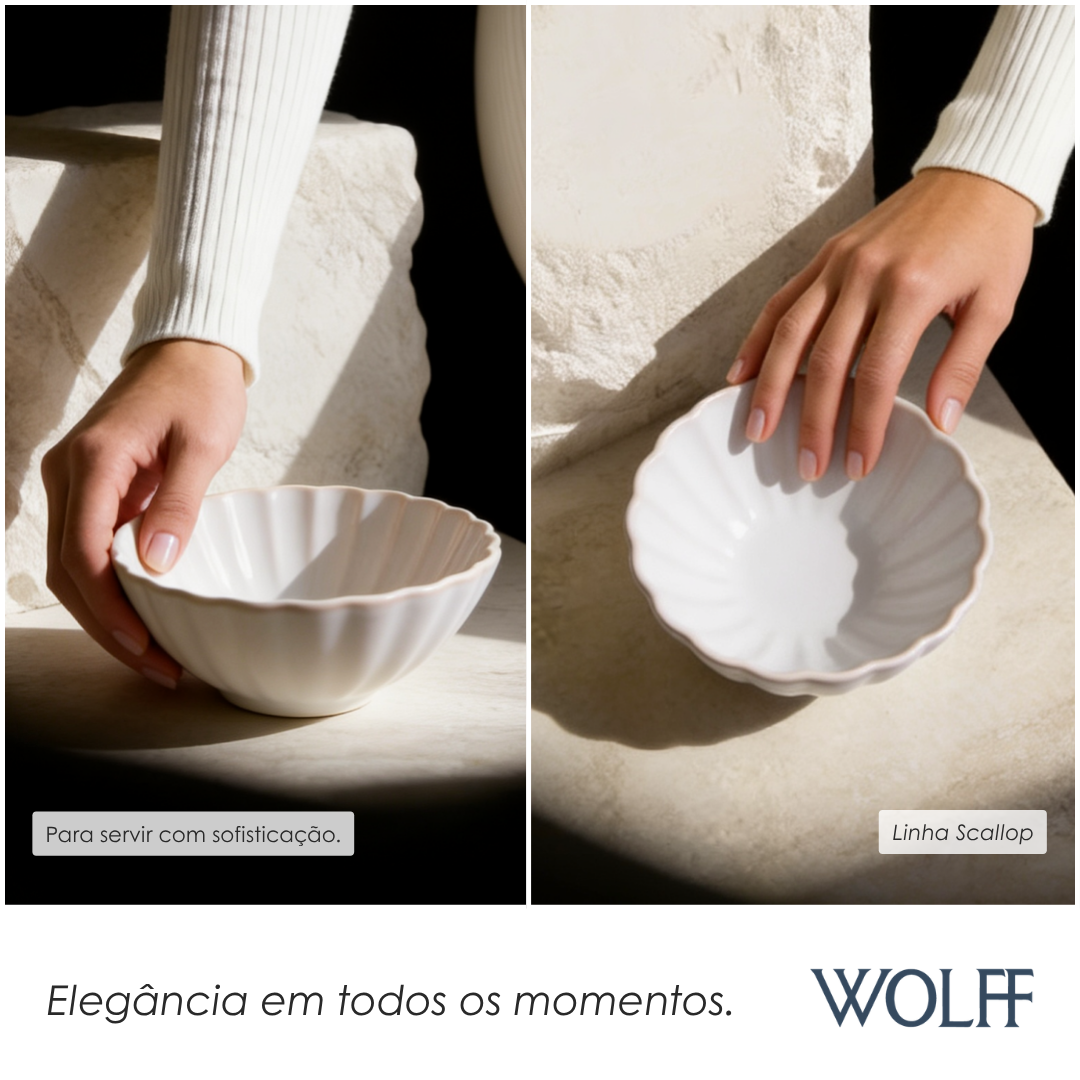 Bowl Scallop 520ml Creme Cerâmica - Wolff