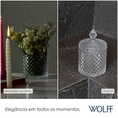 Potiche Decorativo de Cristal com Tampa Litt 10,5cm x 10,5cm x 17cm - Wolff