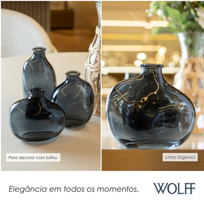 Vaso Organics 11cm x 10cm x 5,5cm Azul Vidro - Wolff