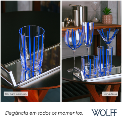 Conjunto 2 Copos Altos Azura 450ml Azul Vidro - Wolff