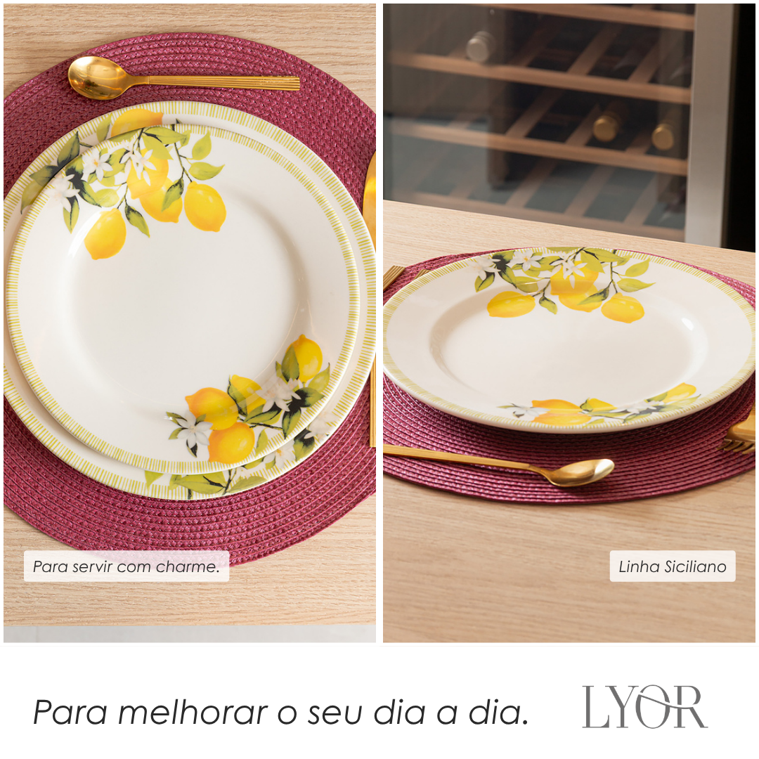 Prato Raso Siciliano 28cm Branco Cerâmica - Lyor