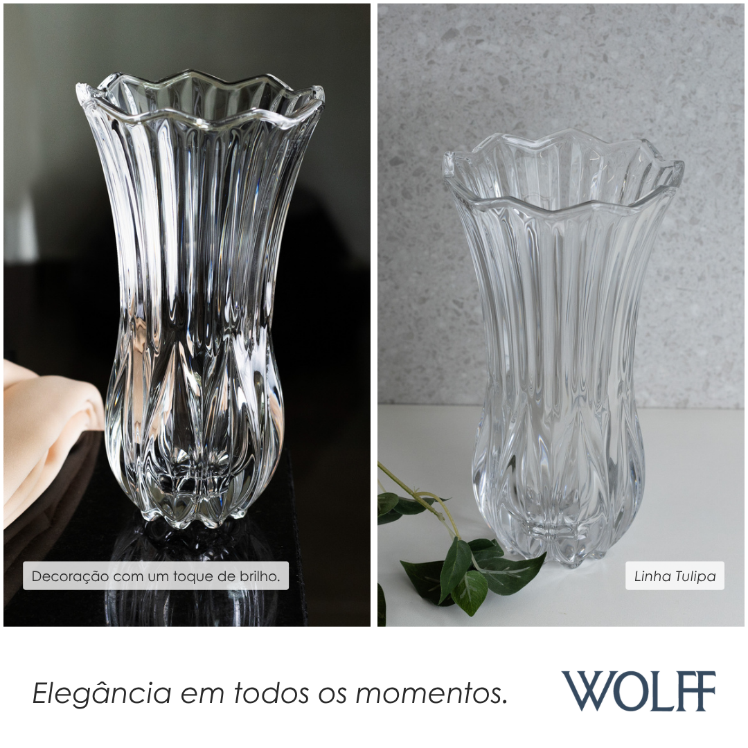 Vaso de Vidro Tulipa 12,5cm x 12,5cm x 22,5cm - Wolff