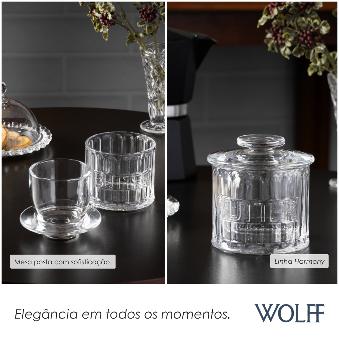 Manteigueira Francesa Harmony 9,5cm x 8,5cm Vidro - Wolff