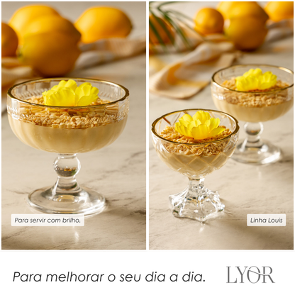 Taça de Sobremesa de Vidro Deli Diamond com Fio de Ouro 170ml Lyor