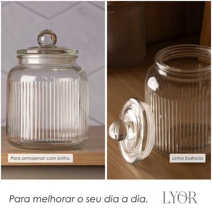 Pote Hermético Essência 1,3L Vidro - Lyor