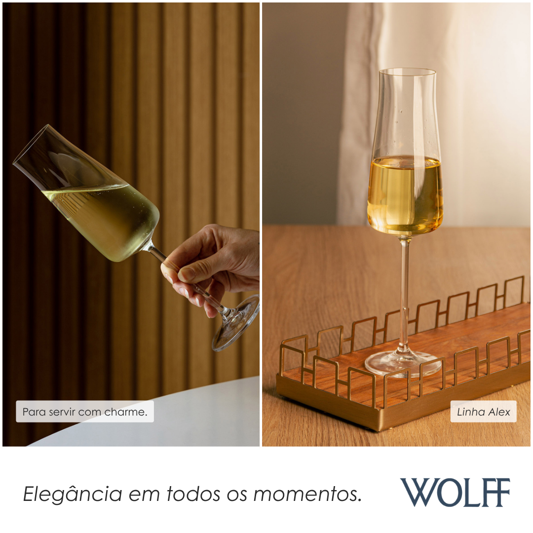 Conjunto 6 Taças Champagne Alex 210ml Cristal Ecológico – Wolff
