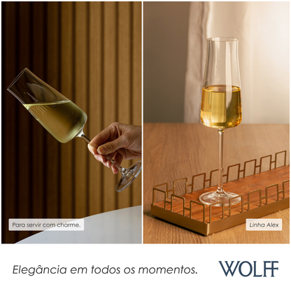 Conjunto 6 Taças Champagne Alex 210ml Cristal Ecológico – Wolff