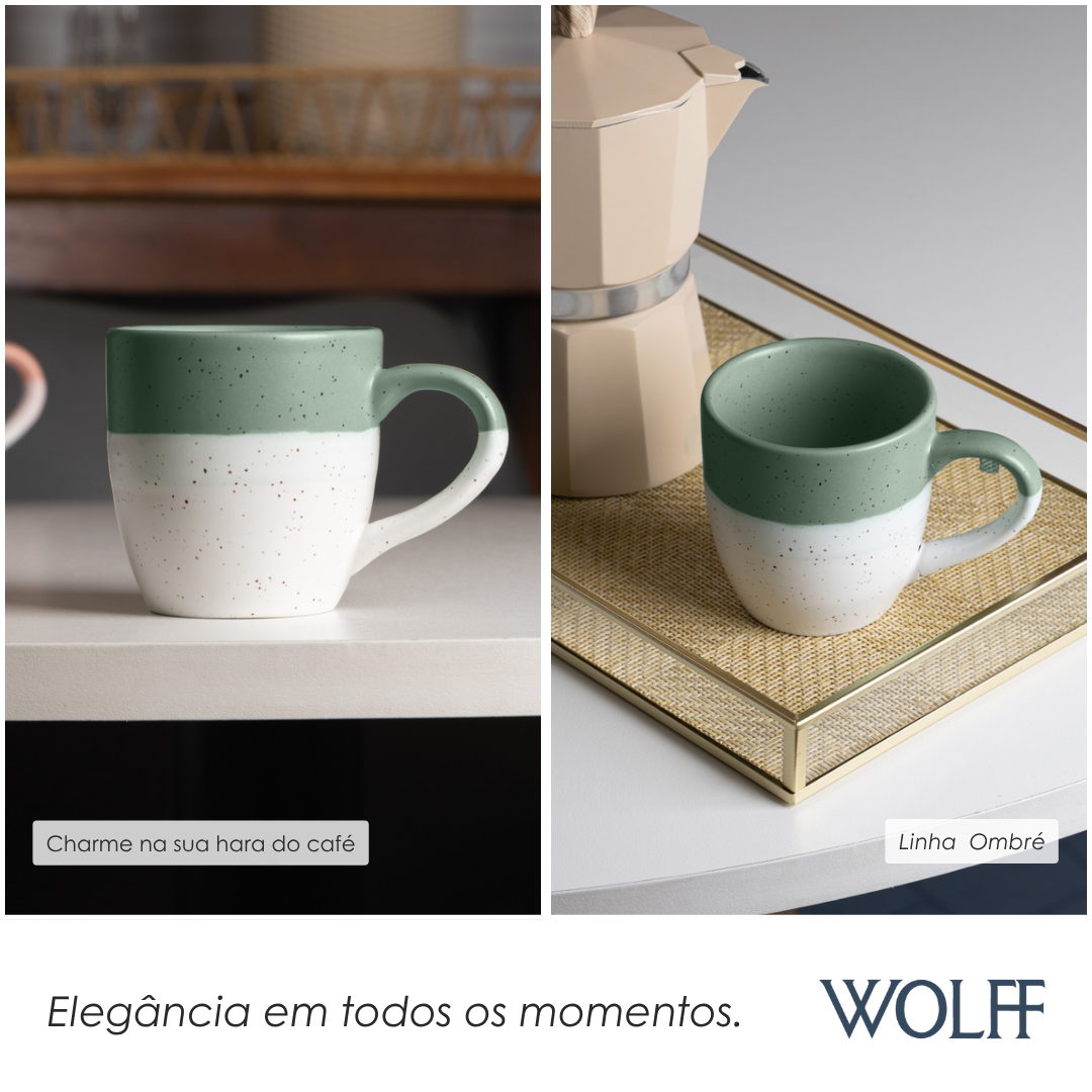 Caneca Ombré 210ml Verde Cerâmica - Wolff