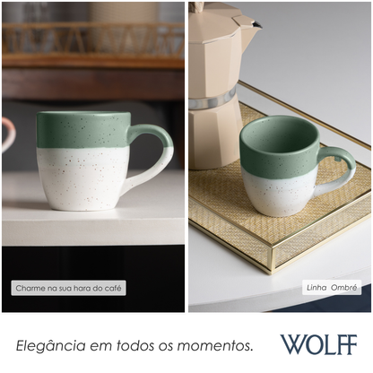 Caneca Ombré 210ml Verde Cerâmica - Wolff