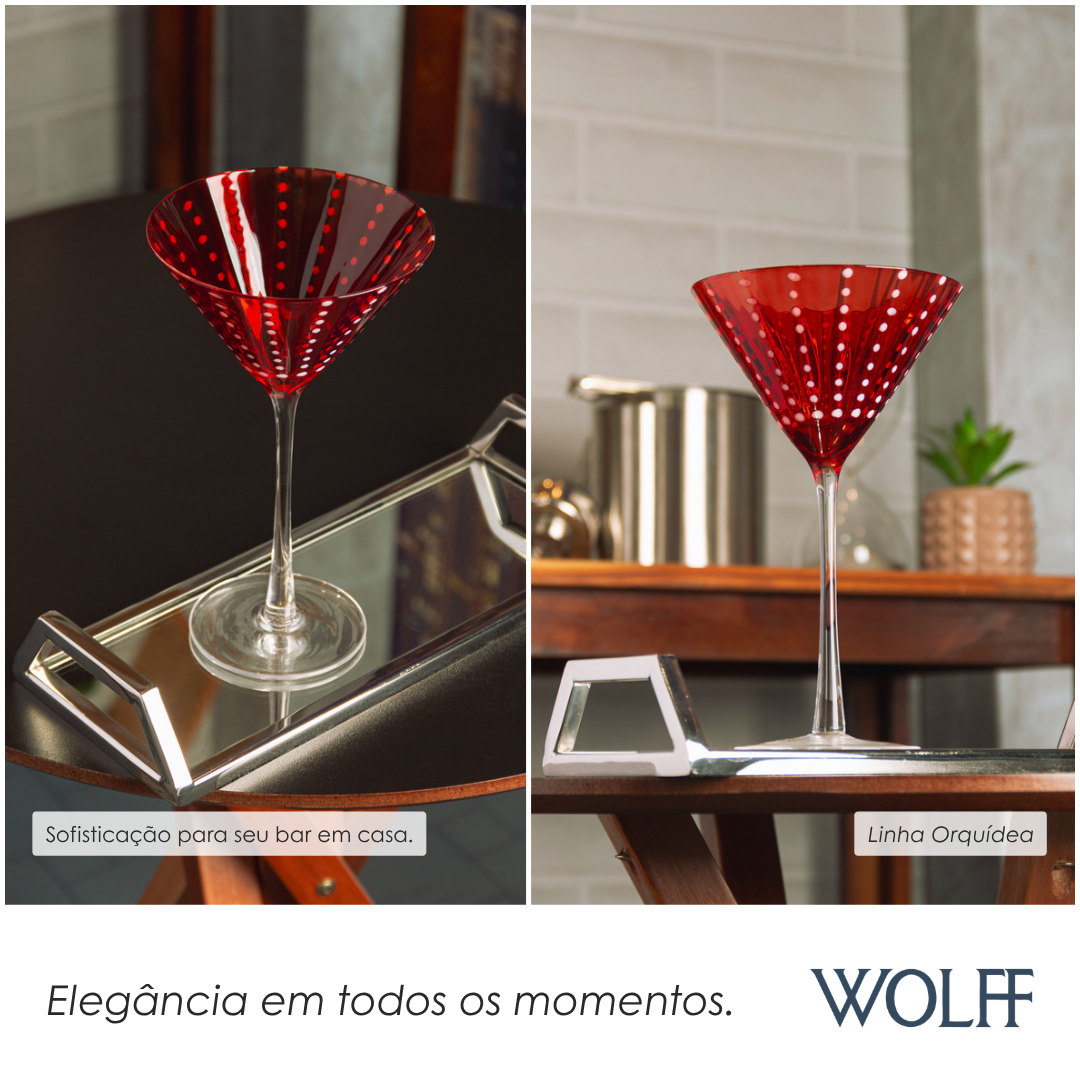 Conjunto 2 Taças de Martini Orquídea 220ml  Vidro - Wolff