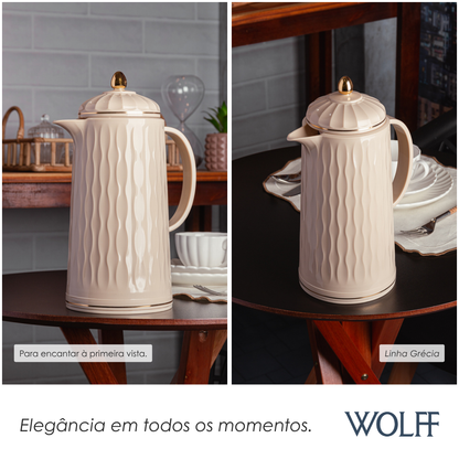 Garrafa Térmica de Plástico Grécia Bege 1L - Wolff