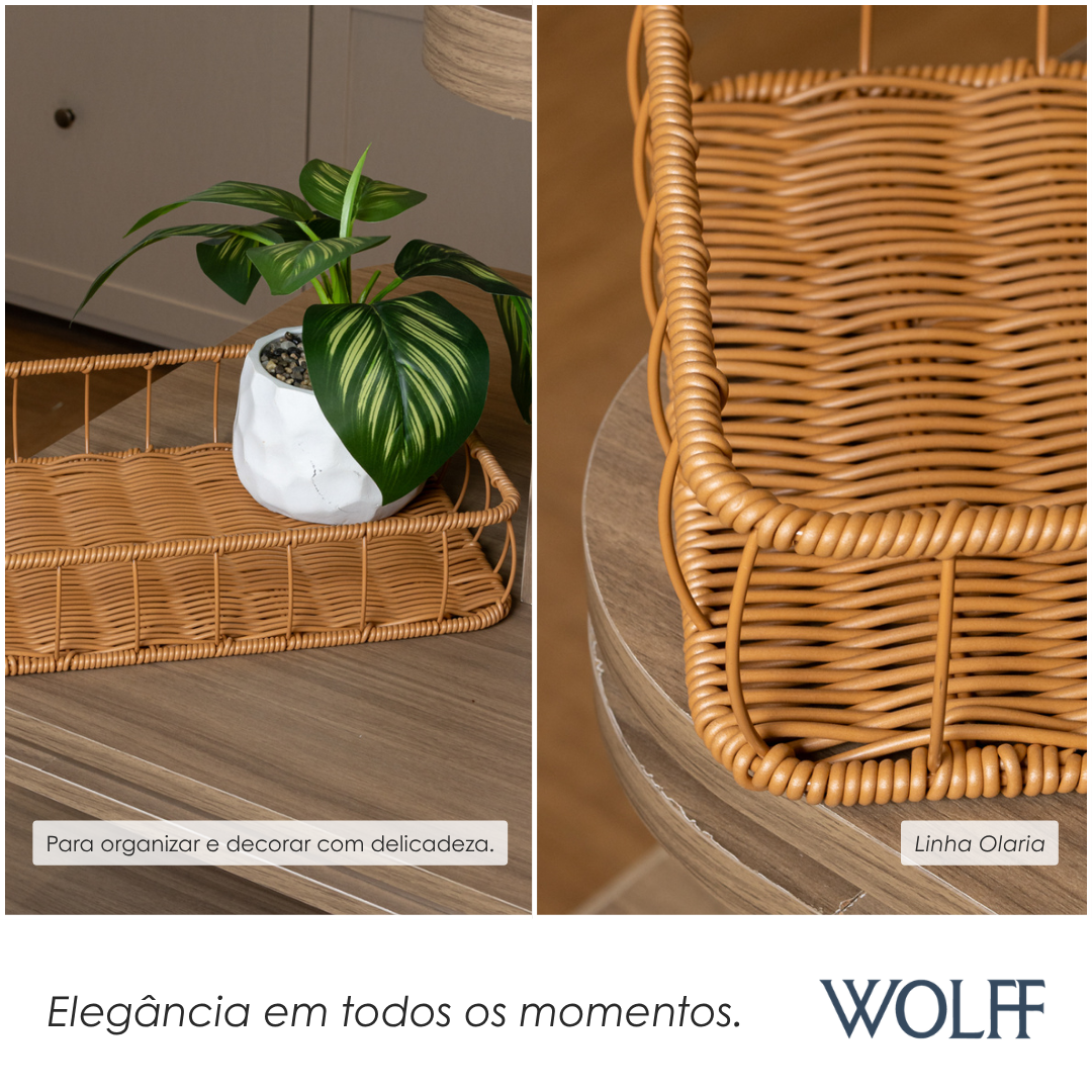 Bandeja Retangular Olaria 33cm x 23cm x 7cm Natural Plástico - Wolff