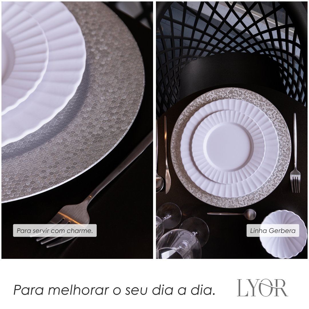 Prato para Sobremesa Gerbera 20cm Branco Melamina - Lyor