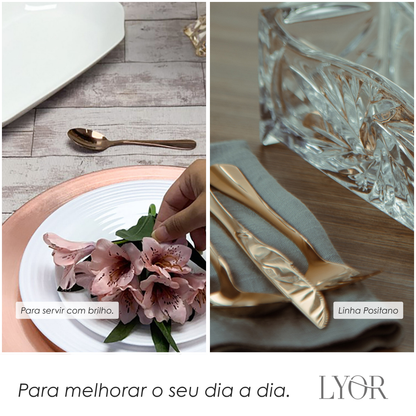 Faqueiro 24 Peças de Aço Inox Positano Rosé Lyor