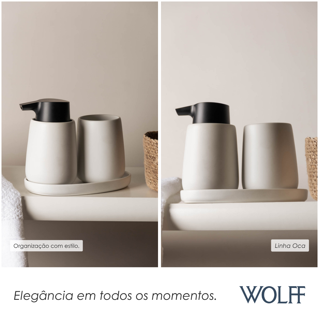 Conjunto 3 Peças para Banheiro de Cerâmica Oca Branco - Wolff
