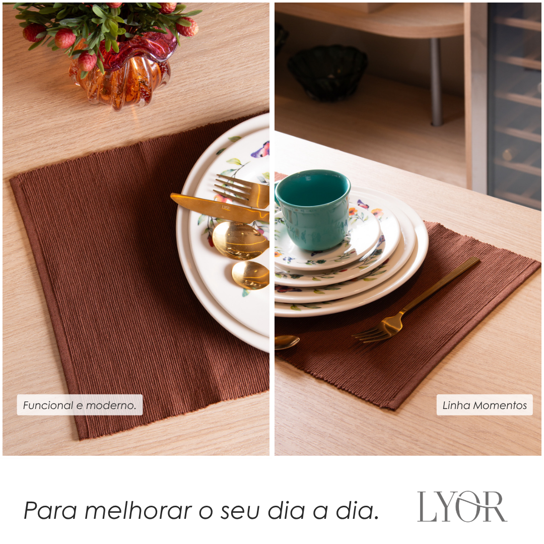 Lugar Americano Momentos 45cm x 30cm Marrom Algodão - Lyor