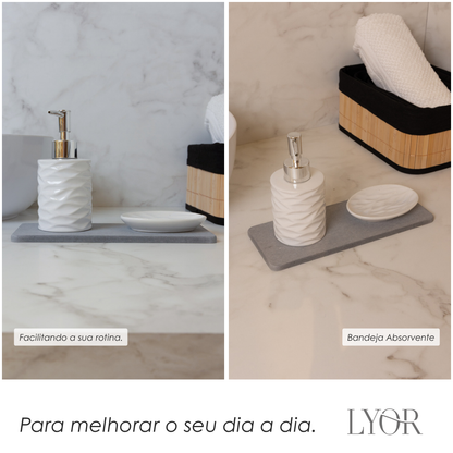 Bandeja Retangular Absorvente para Pia 25cm x 10cm Cinza Pedra Diatomita - Lyor