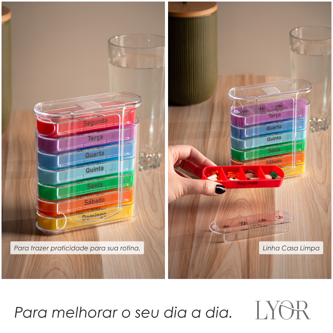 Conjunto 7 Organizadores para Comprimidos de Plástico 13cm x 11,5cm x 4,5cm - Lyor