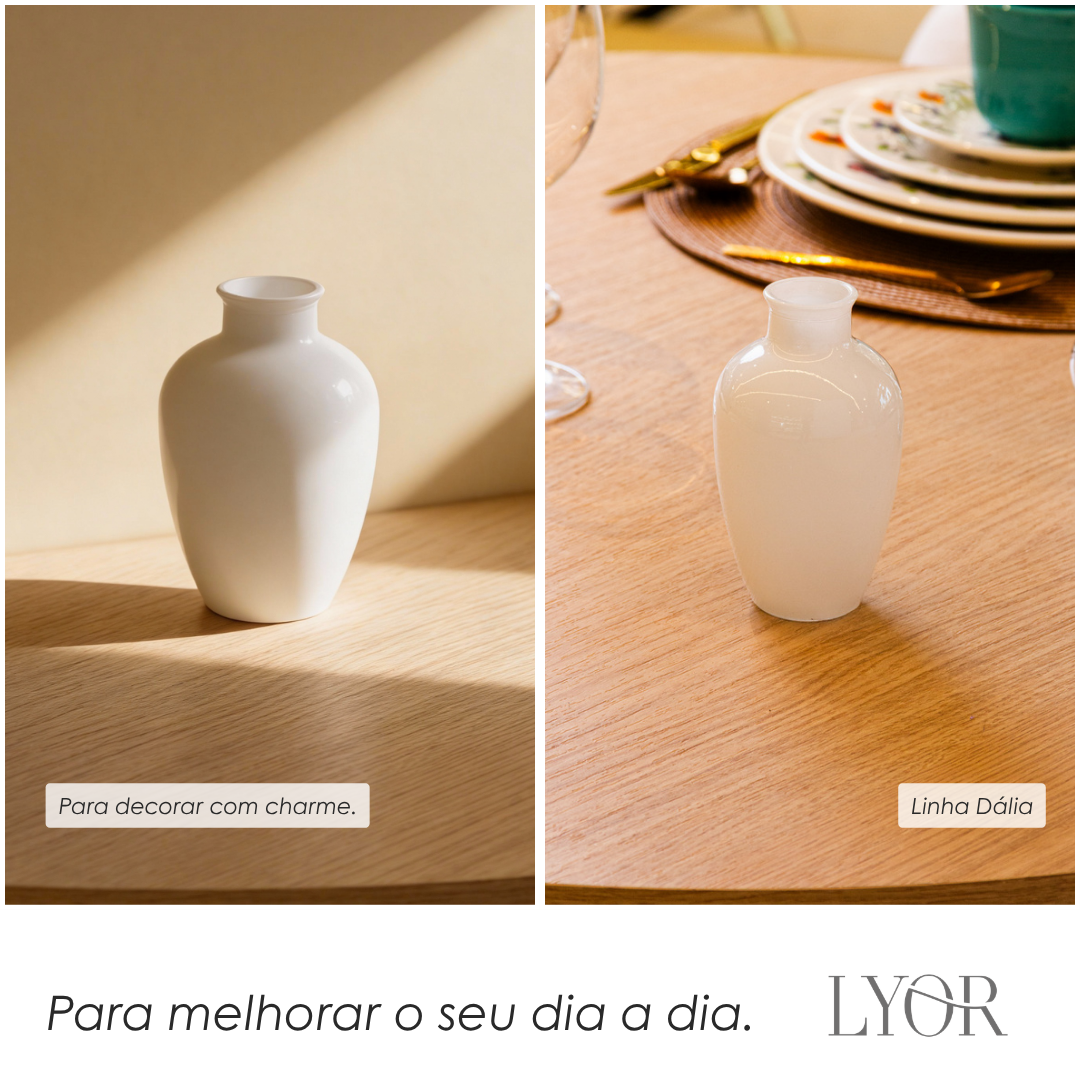 Vaso Dália 13cm x 7cm Branco Vidro - Lyor
