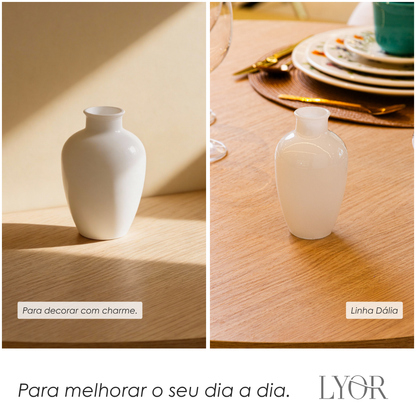 Vaso Dália 13cm x 7cm Branco Vidro - Lyor