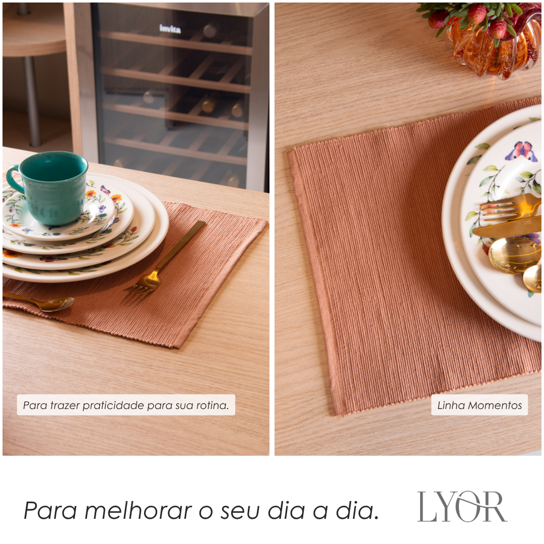 Lugar Americano Momentos 45cm x 30cm Mocha Mousse Algodão - Lyor