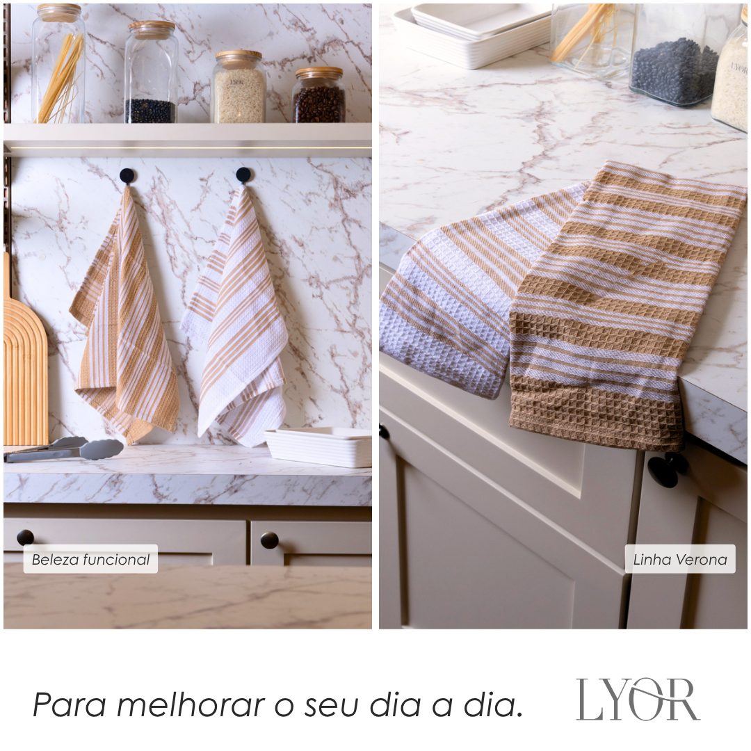 Conjunto 2 Panos de Prato Verona Creme Algodão - Lyor