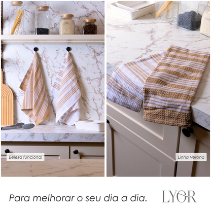 Conjunto 2 Panos de Prato Verona Creme Algodão - Lyor