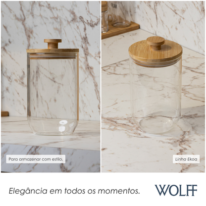 Porta Mantimento com Tampa de Bambu Ekoa 1L Vidro Borossilicato - Wolff