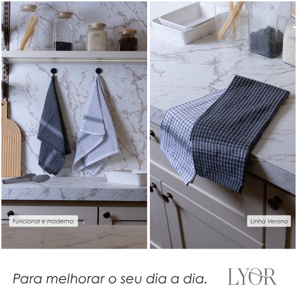 Conjunto 2 Panos de Prato Verona 60cm x 40cm Cinza Algodão - Lyor