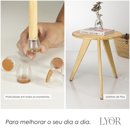 Conjunto 16 Protetores de Piso para Pés de Cadeira com Feltro 2,5cm x 3,5cm Incolor Silicone - Lyor