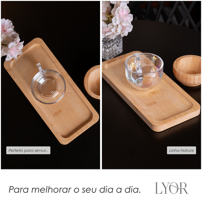 Bandeja Retangular Nature 24cm x 11cm x 1,5cm Bambu - Lyor