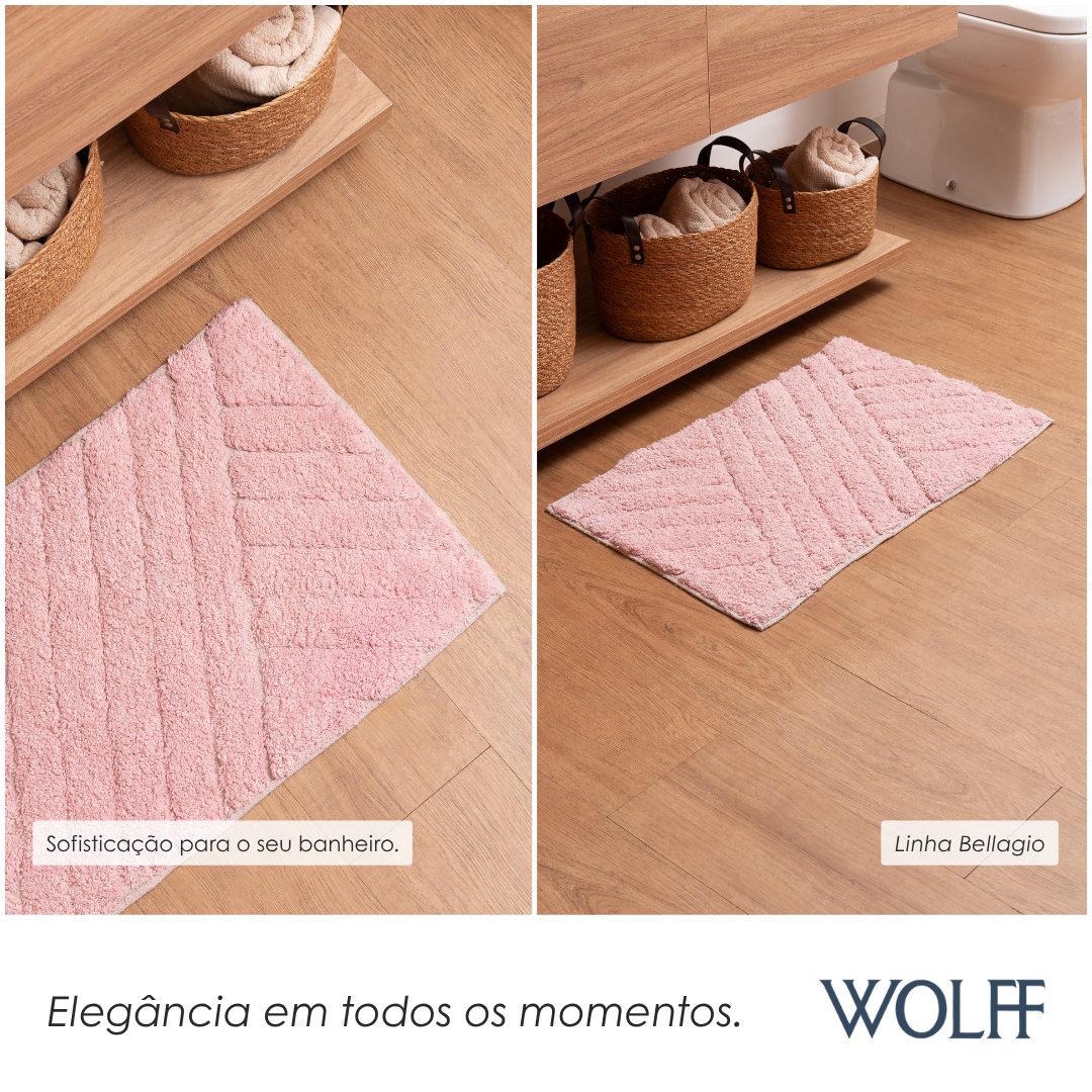 Tapete Bellagio 40cm x 60cm Rosa Algodão - Wolff