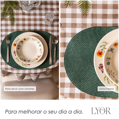 Lugar Americano Oval Fresno 46cm x 31cm Verde Militar Polipropileno - Lyor