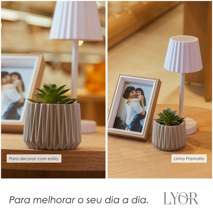 Cachepot com Sucelenta Artificial Prismatto 9cm x 10cm Cinza Cimento - Lyor