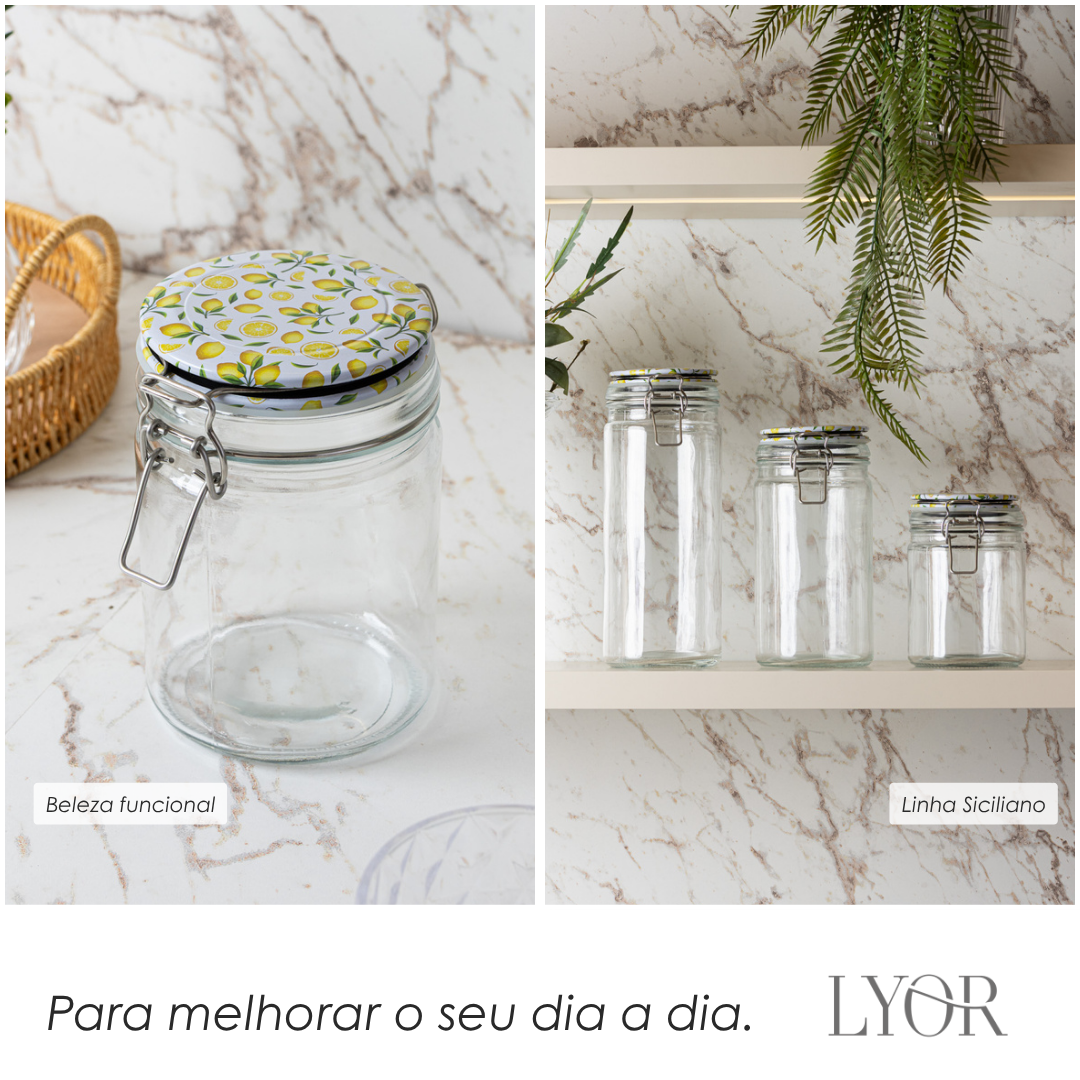 Pote Hermético com Clipe em Metal Siciliano 710ml Vidro - Lyor
